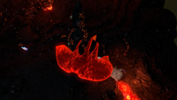 A Crimson Ray in the Inactive Lava Zone