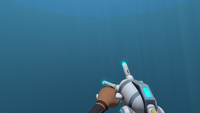 The Propulsion Cannon in the hands of the player
