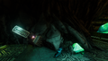A cave-in at the back of the cache