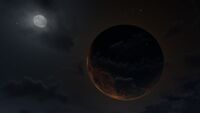 Both of the moons at night.