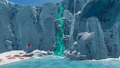 A frozen waterfall in the north eastern portion of the biome