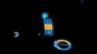 Left side of the HUD, showing engine power down symbol and speed settings