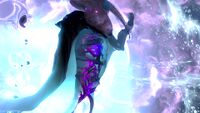 Strange colors seen on the Warper's body, a short time after teleportation.
