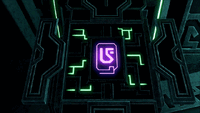 The player inserting a Purple Tablet into a Forcefield Control