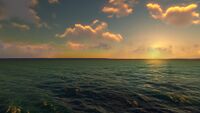 A view of the ocean on the planet.