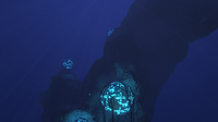 Underneath a bridge structure in the Grand Reef