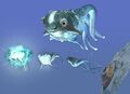 Early Concept Art Showing the Cute Fish Behaving like a Crash