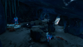 A blue ice cave adjacent to the biome's eastern river