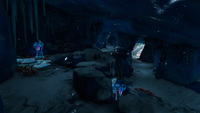 A blue ice cave adjacent to the biome's eastern river