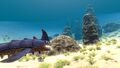 Sandshark near some stone pillars in Dunes biome