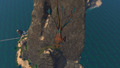 A Sea Emperor surfs down the island