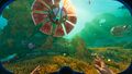 Gameplay footage showing a orange looking biome and a creature, that can seemingly open up.