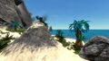 Some plants and land trees on the mountain island