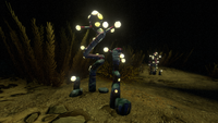 An Eye Stalk glowing at night