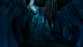 A frozen waterfall that seeped into the area