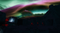 The eastern portion of the biome during an auroral event.