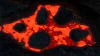 Formations of solidified lava