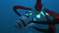 Reaper Leviathan grabbing a Seamoth (third-person)