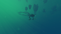 A Sea Emperor Leviathan swimming in the biome