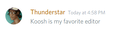 Thunder's favourite editor approval :)