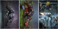 Alternative Versions of the Natural Selection 2 Poster; only the one on the far right is in the game.