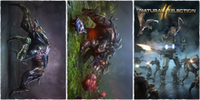 Alternative Versions of the Natural Selection 2 Poster; only the one on the far right is in the game