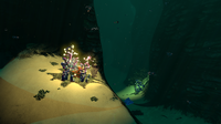 One of the caves in the Sparse Reef, with an Eye Stalk and a Tiger Plant