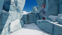 A ridge with a ladder for the player to access the basin's ice fissure