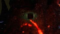 The entrance to the Lava Castle, marked by two pillars