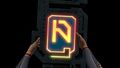 The Orange Artifact held in the hands of the Player