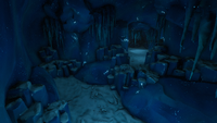 A windy corridor found within the entrance of a blue ice cave