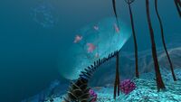 A Purple Pinecone near a Membrane Tree in the Deep Grand Reef