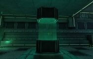 The Alien Rifle artifact inside the Ramp Hallway, lower level.