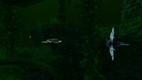 The Mesmer using its ability on a Hoverfish in the Kelp Forest Caves