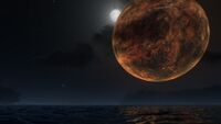 Both of the moons at night.