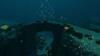 An arch-like rock structure on the top of the Sea Treader's Path's large tunnel