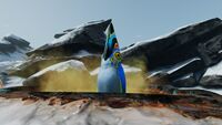 A Pengwing standing in a hot spring