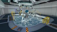 The Prawn Suit docked in the Moonpool