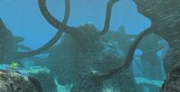 Blue Barnacles growing on the twisting Coral Bridges in the Twisty Bridges