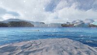 The glacier viewed from far away.