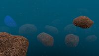 Floating rocks or "asteroid belt"