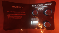 The digital screen while the lifepod is on fire.