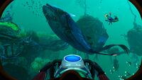 A screenshot depicting the Seaglide and a Glow Whale