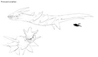 Early Ice Dragon "Pinnicarid Leviathan" sketch - by Alex Ries (Unused)