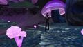 The smaller variant of the Snake Mushroom and size comparison to the player