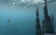 A Peeper swimming around in the biome