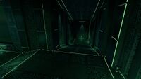 A ramp leading to the bottom part of the room