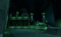 A corridor leading to a teleporter room