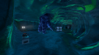 A carved out chamber with an exposed claw of the Frozen Leviathan