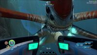 Reaper Leviathan grabbing a Seamoth (first-person)